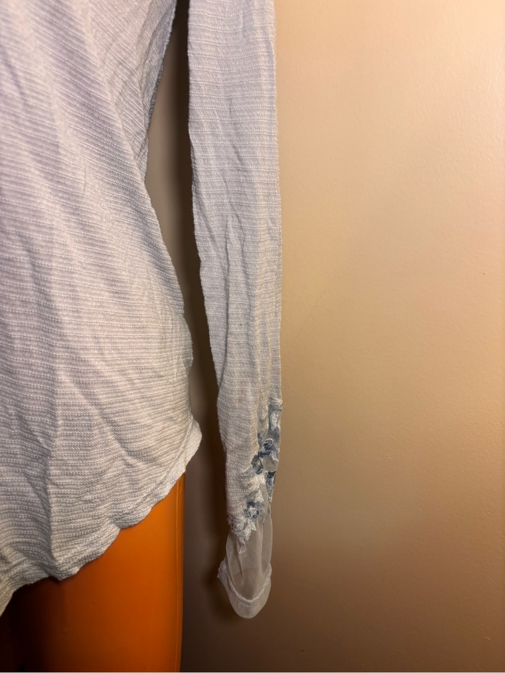 Free People Light Blue Sheer-Back Lace Blouse - Picture 4 of 7